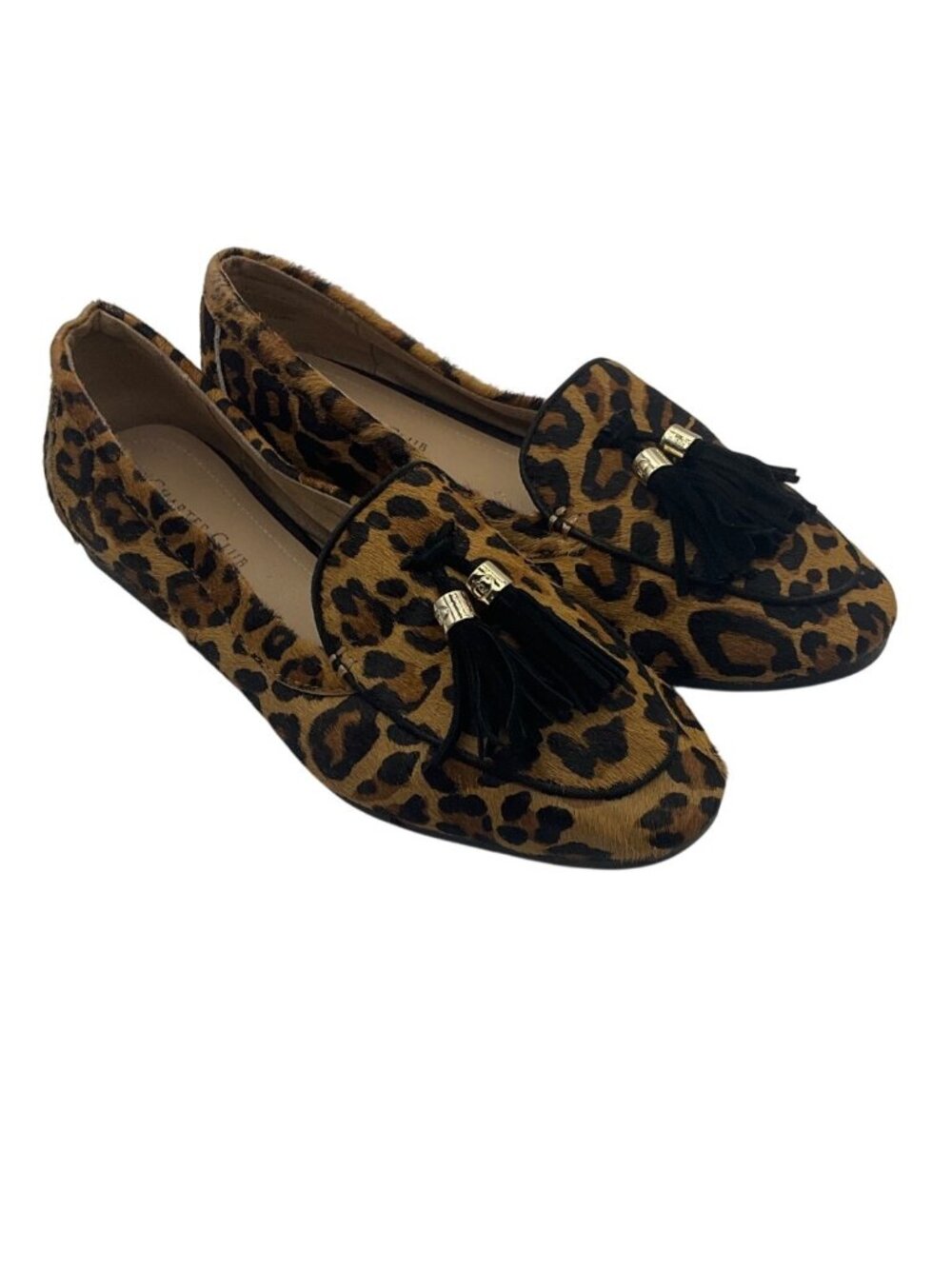 Charter Club 6 Leopard Print Loafers Tassels Haircalf Slip-On Shoes Old Money
